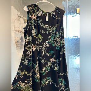 Black floral fit and flare dress